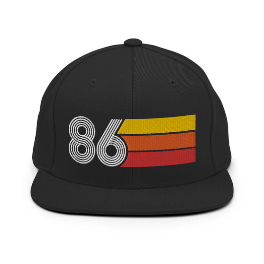86 - 1986 Retro Tri-Line Snapback Hat