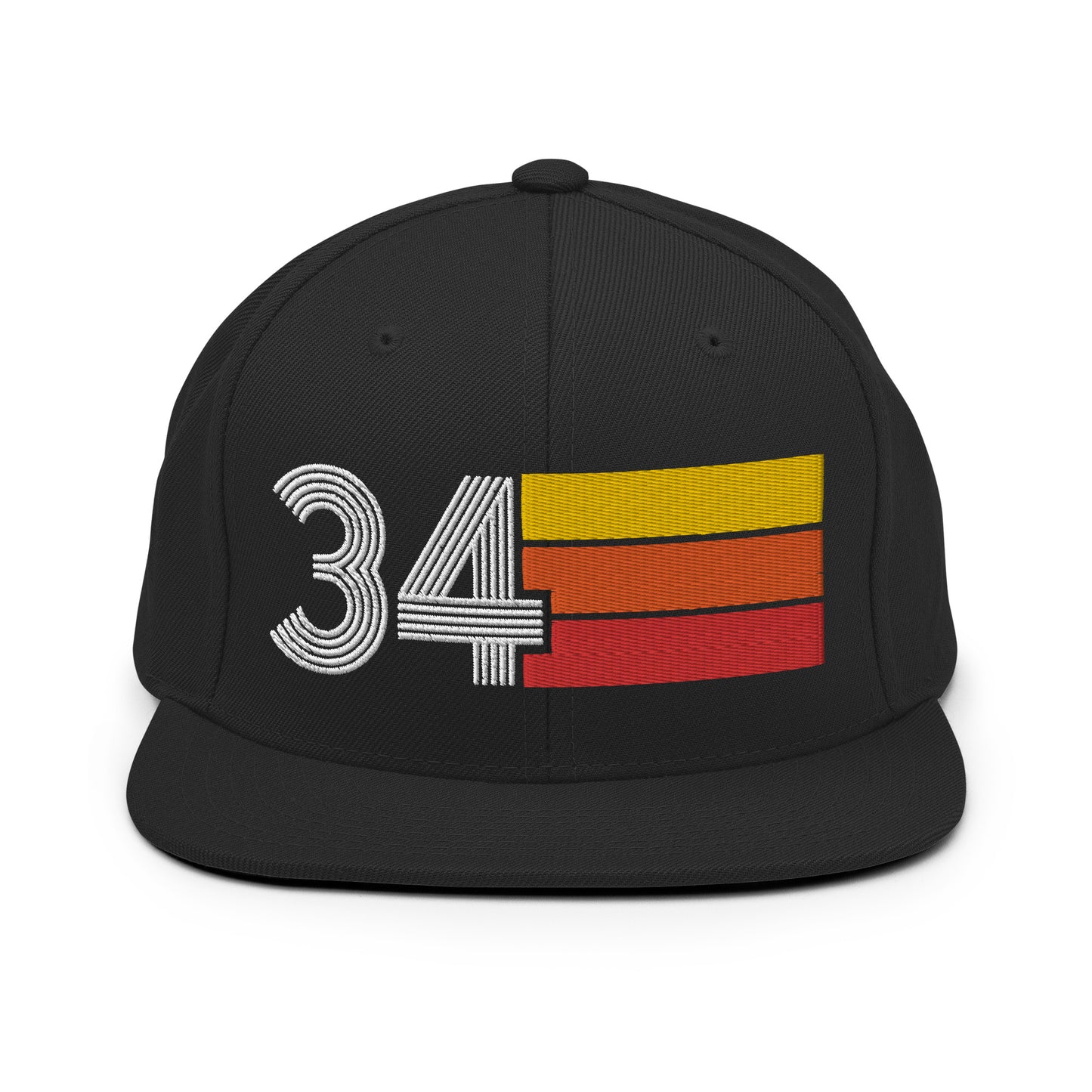 34 - Number Thirty Four One Retro Tri Line Snapback Hat