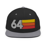 64 - 1964 Retro Tri-Line Snapback Hat