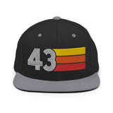 43 - Number Forty Three Retro Tri-Line Snapback Hat