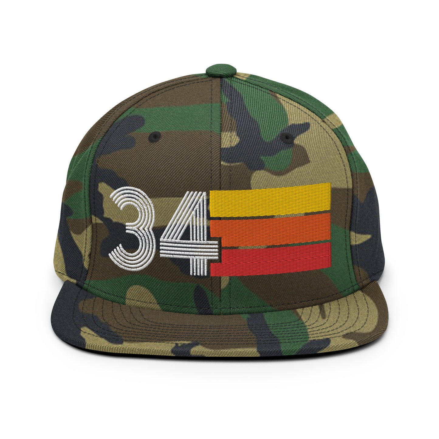 34 - Number Thirty Four One Retro Tri Line Snapback Hat
