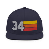 34 - Number Thirty Four One Retro Tri Line Snapback Hat