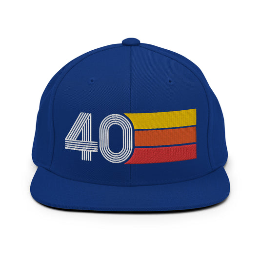40 - Number Forty 40th Retro Tri-Line Snapback Hat