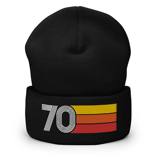 70 - 1970 Retro Tri-Line Cuffed Beanie