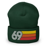 69 - 1969 Retro Tri-Line Cuffed Beanie