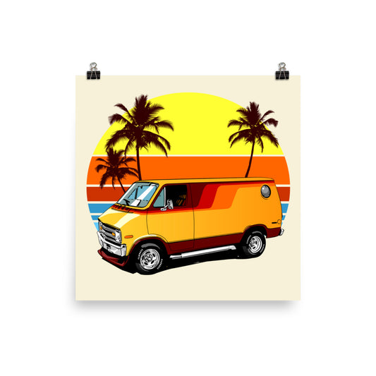 Retro Boogie Van Wall Art Poster