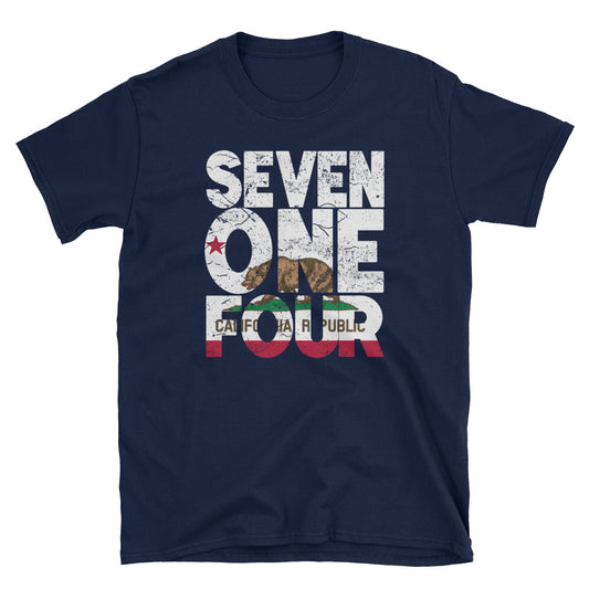 714 Area Code California Republic flag Short-Sleeve Unisex T-Shirt - Styleuniversal