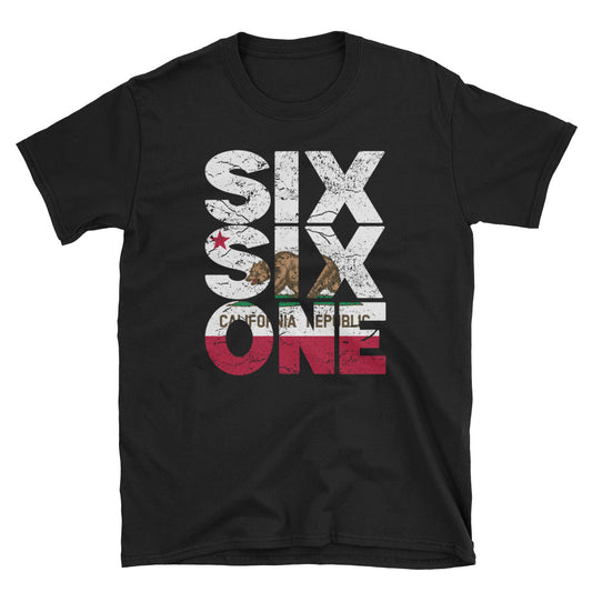661 Area Code California Republic Flag Short-Sleeve Unisex T-Shirt - Styleuniversal