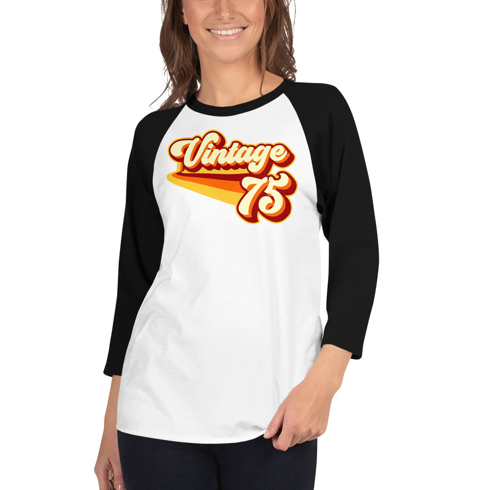 Vintage 1975 Warm Retro Lines Unisex 3/4 sleeve raglan shirt