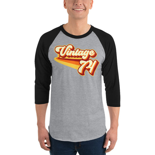 Vintage 1974 Warm Retro Lines Unisex 3/4 sleeve raglan shirt