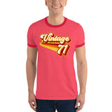 Vintage 1971 Warm Retro Lines Ringer T-Shirt