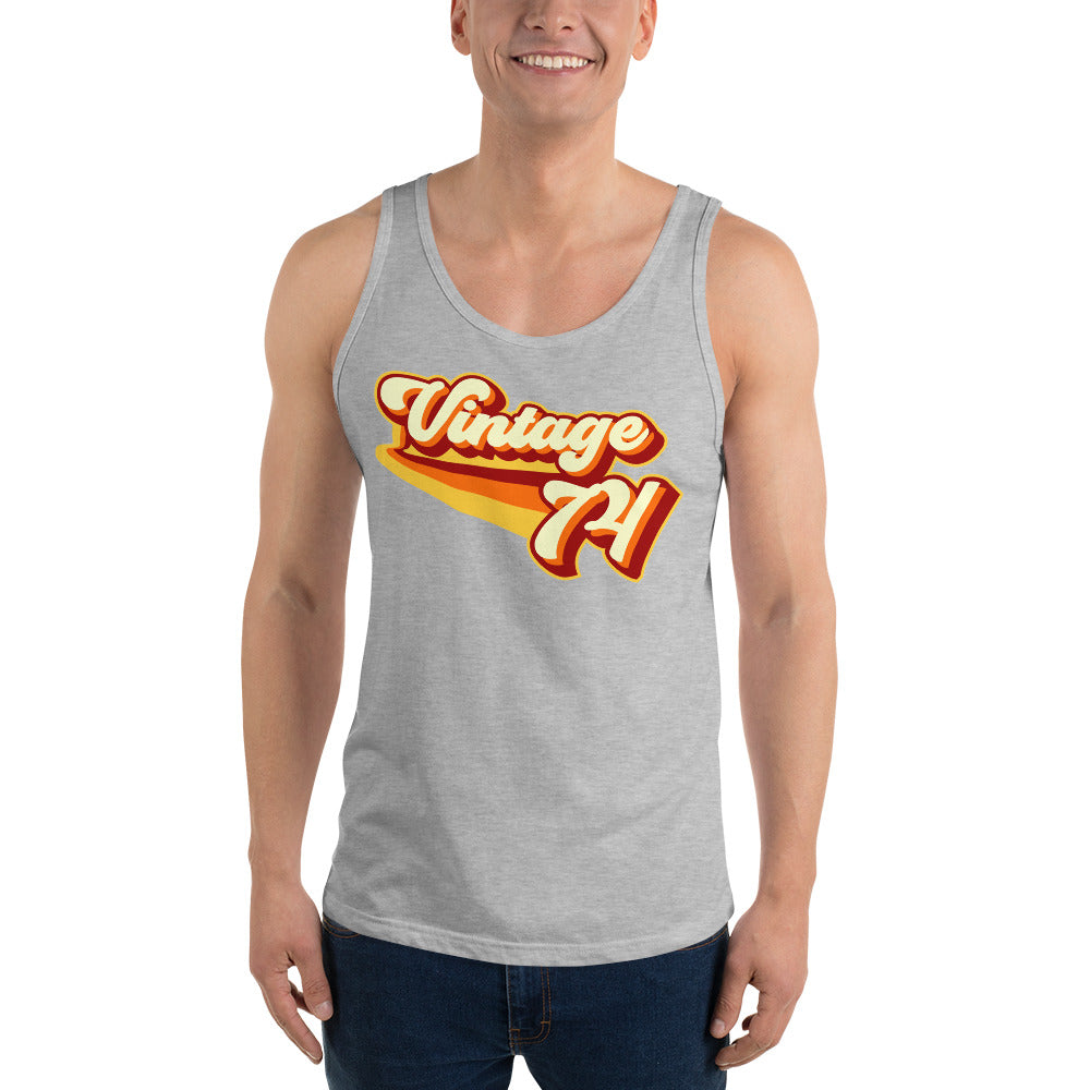 Vintage 1974 Warm Retro Lines Unisex  Tank Top