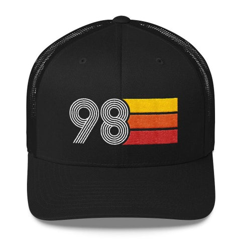 Vintage 1998 Hat 98 Retro Trucker Cap Black