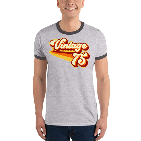 Vintage 1975 Warm Retro Lines Unisex Ringer T-Shirt