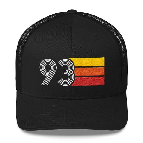 vintage 1993 number 93 retro trucker hat birthday cap decoration party gift black