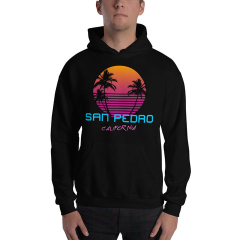 San Pedro California Retro 80's Hooded Sweatshirt - Styleuniversal