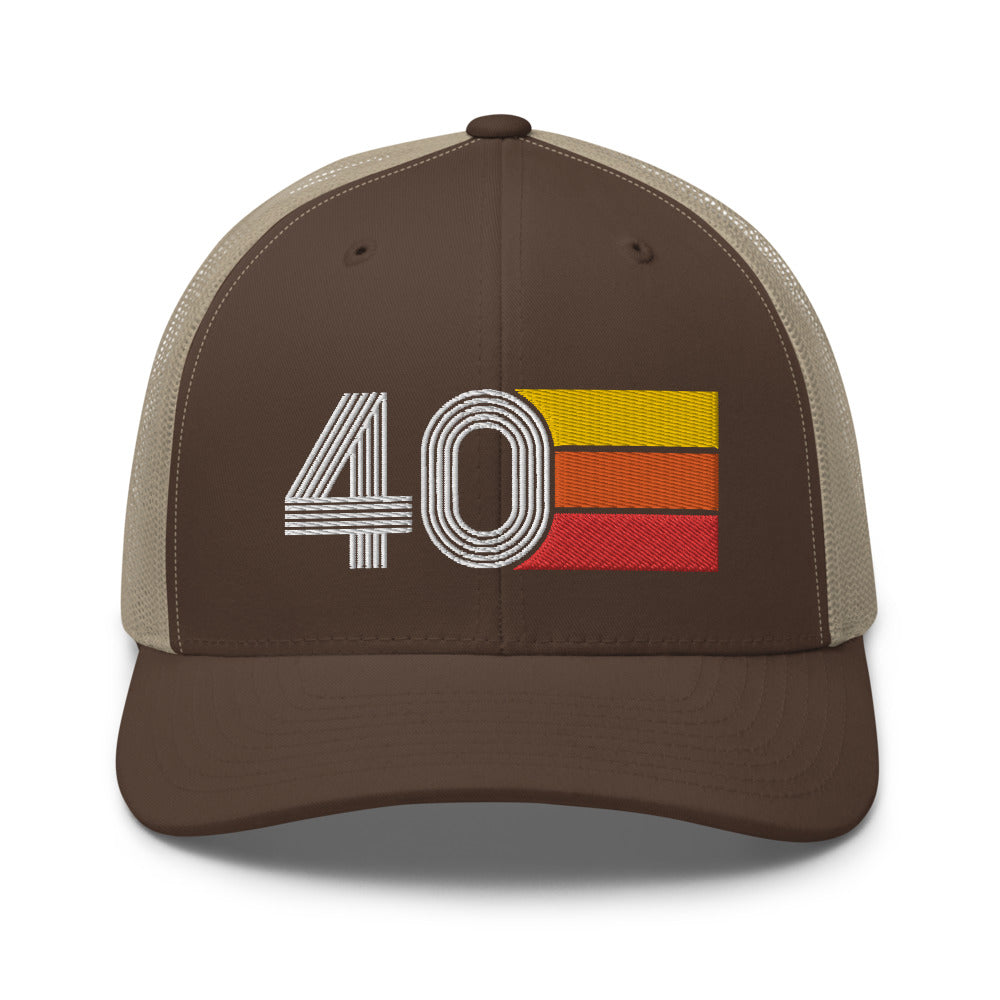 Number 40 Hat - 40th Birthday Gift Trucker Cap Brown/Khaki