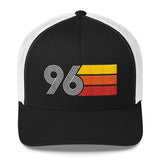 Vintage 1996 Hat number 96 Retro Trucker Cap decoration black white