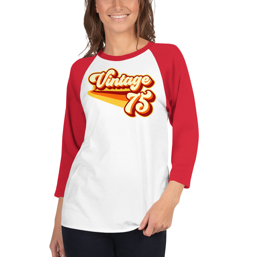 Vintage 1975 Warm Retro Lines Unisex 3/4 sleeve raglan shirt