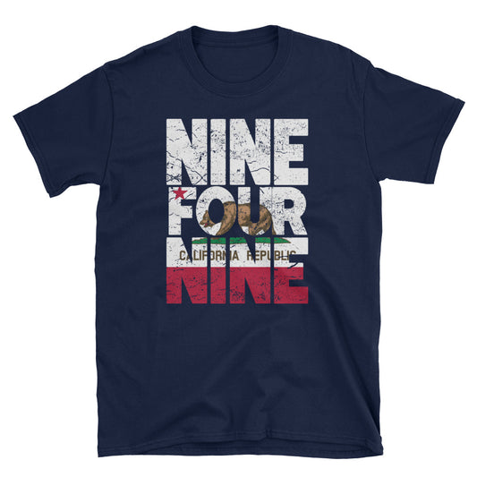 949 Area Code California Republic Flag Short-Sleeve Unisex T-Shirt - Styleuniversal