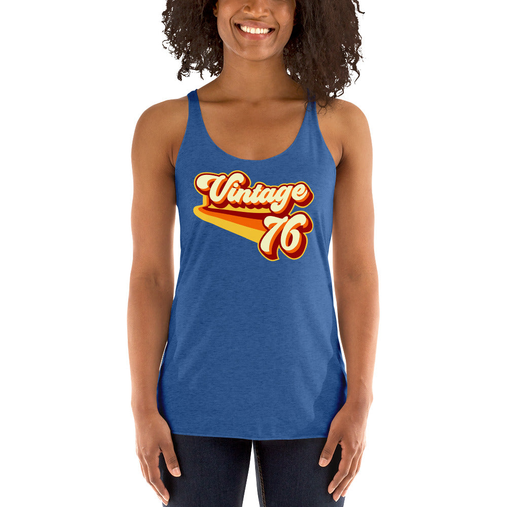 Vintage 1976 Warm Retro Lines Women's Racerback Tank