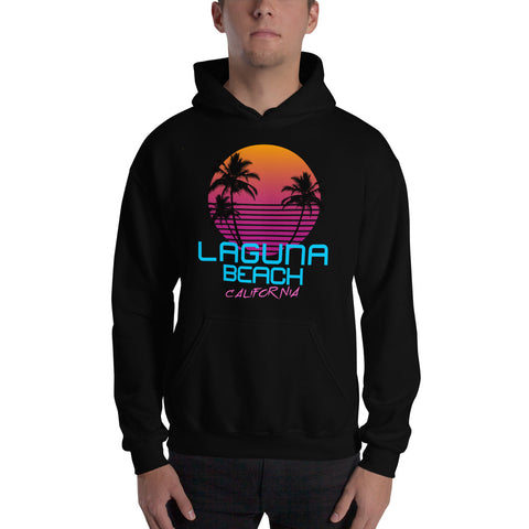 Laguna Beach California Retro 80's Hooded Sweatshirt - Styleuniversal