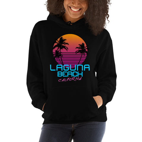 Laguna Beach California Retro 80's Hooded Sweatshirt - Styleuniversal