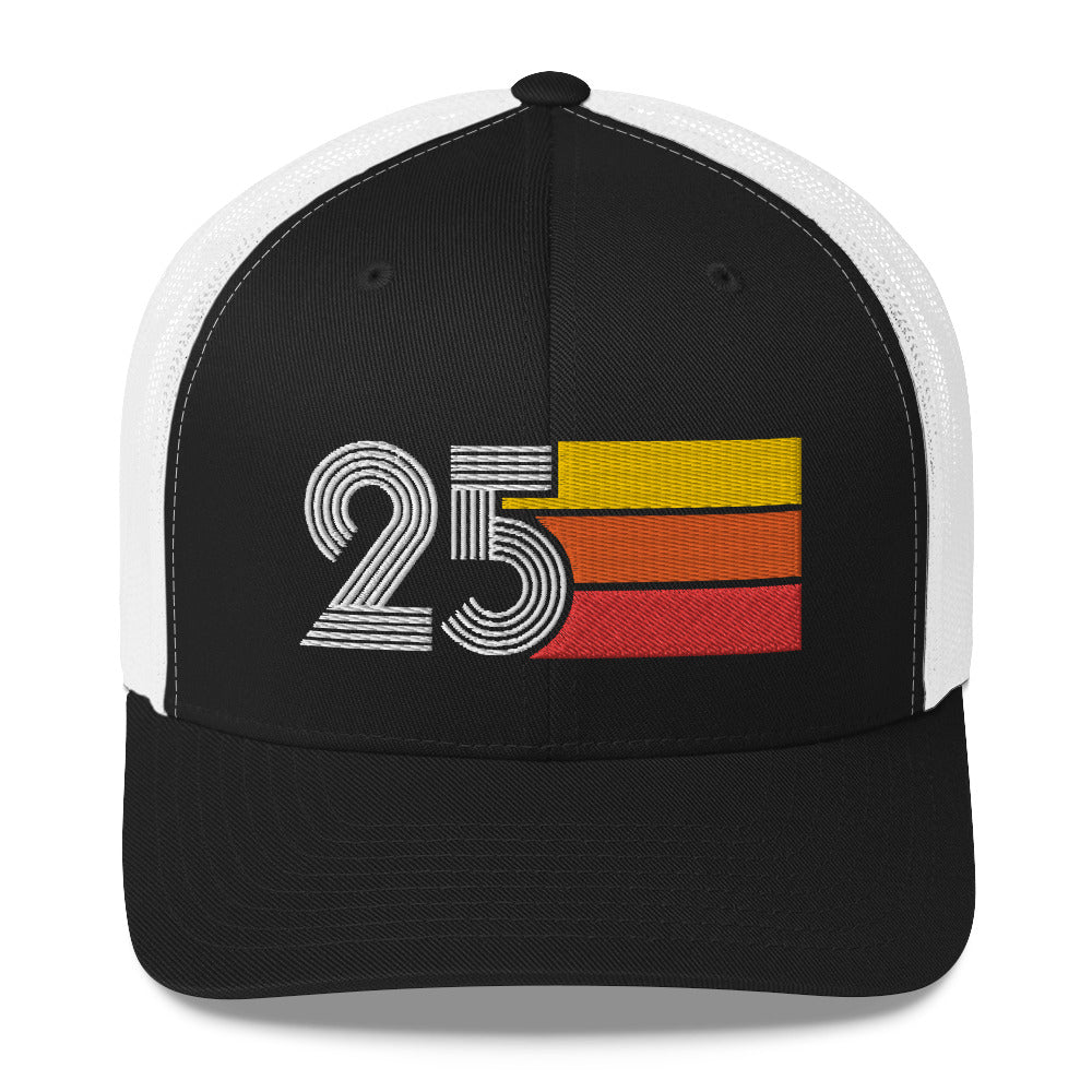 25 Number 25th Birthday Retro Men's Women's Trucker Hat