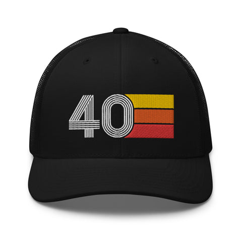 Number 40 Hat - 40th Birthday Gift Trucker Cap Black