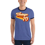 Vintage 1970 Warm Retro Lines Ringer T-Shirt