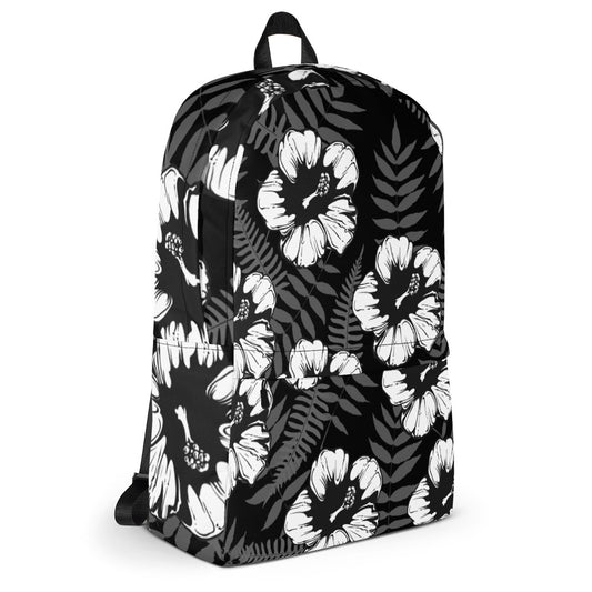 Hisbiscus Flower Black White Backpack - Styleuniversal