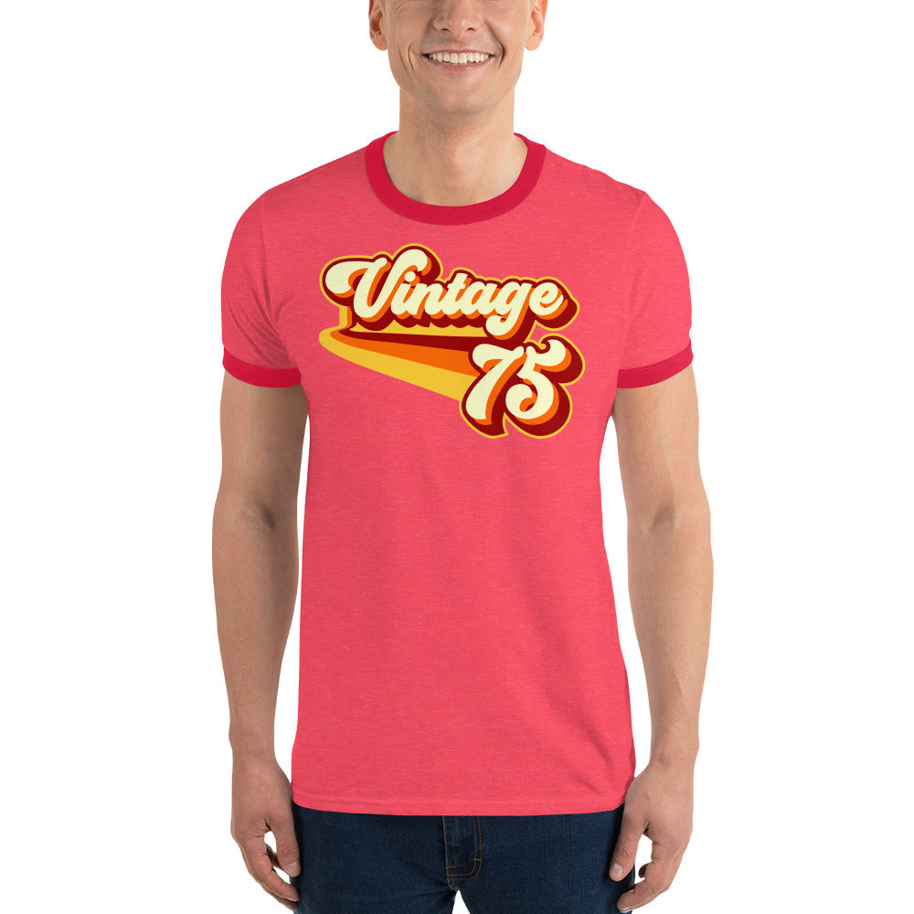 Vintage 1975 Warm Retro Lines Unisex Ringer T-Shirt