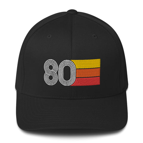 80 1980 fitted baseball cap hat birthday gift for men women retro design