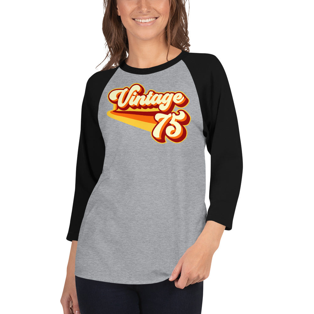 Vintage 1975 Warm Retro Lines Unisex 3/4 sleeve raglan shirt