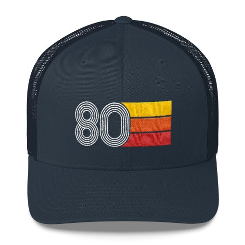 Vintage 1980 Birthday Hat Trucker Cap number 80 retro