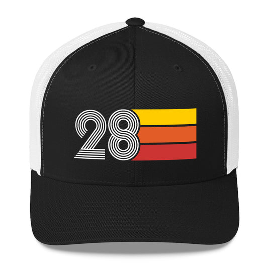 28 Number 28th Birthday Retro Men's Women's Trucker Hat