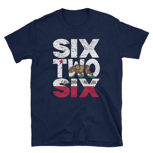 626 Area Code California Republic Flag Short-Sleeve Unisex T-Shirt - Styleuniversal