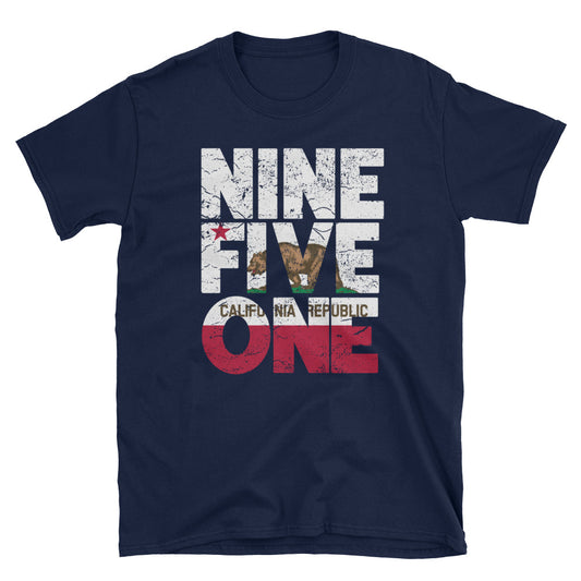 951 Area Code California Republic Flag Short-Sleeve Unisex T-Shirt - Styleuniversal