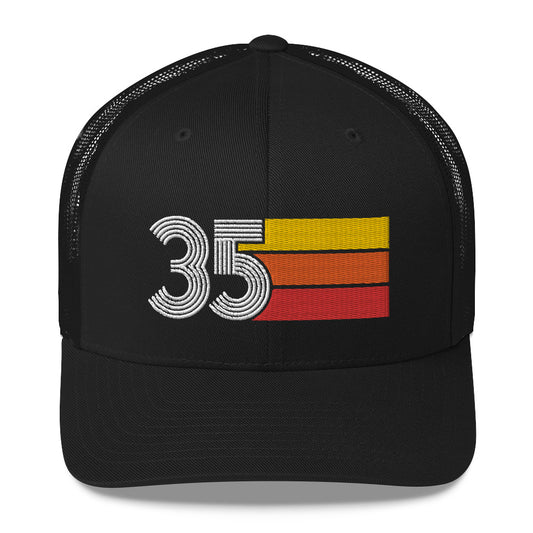 35 Number 35th Birthday Retro Men's Women's Trucker Hat