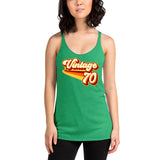 Vintage 1970 Warm Retro Lines Women's Racerback Tank