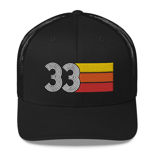 33 Number 33rd Birthday Retro Men's Women's Trucker Hat