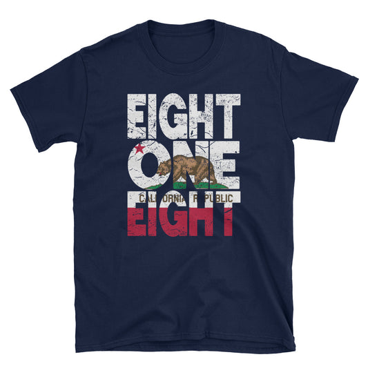 818 Area Code California Republic Flag Short-Sleeve Unisex T-Shirt - Styleuniversal