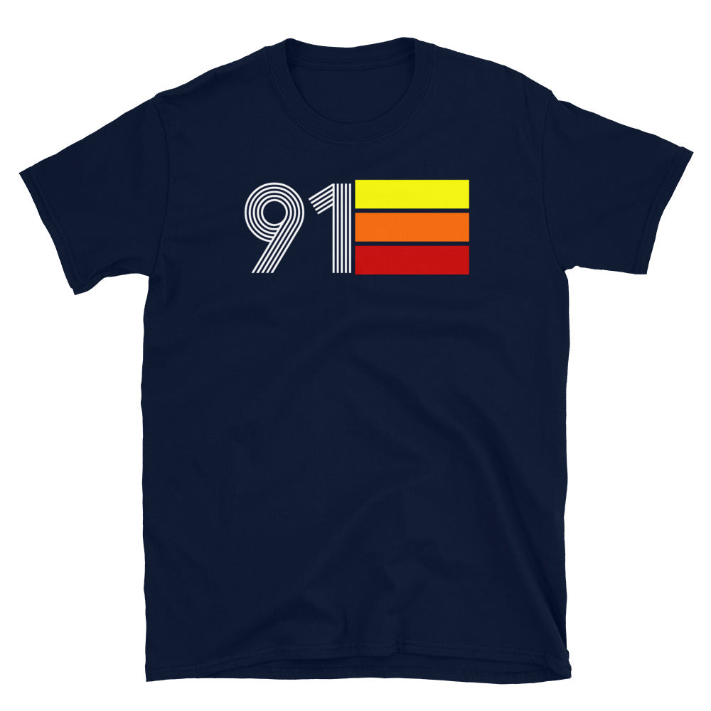 91 - RETRO TRI-LINE MEN'S WOMEN'S SHORT-SLEEVE UNISEX T-SHIRT