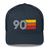 vintage 1990 number 90 retro trucker hat birthday cap decoration party gift navy