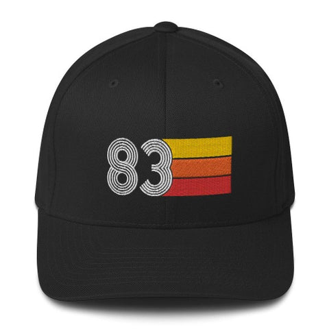 83 1983 fitted baseball cap hat birthday gift for men women retro design