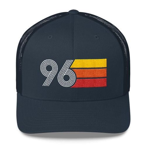 Vintage 1996 Hat number 96 Retro Trucker Cap decoration navy