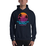 Huntington Beach California Retro 80's Hooded Sweatshirt - Styleuniversal