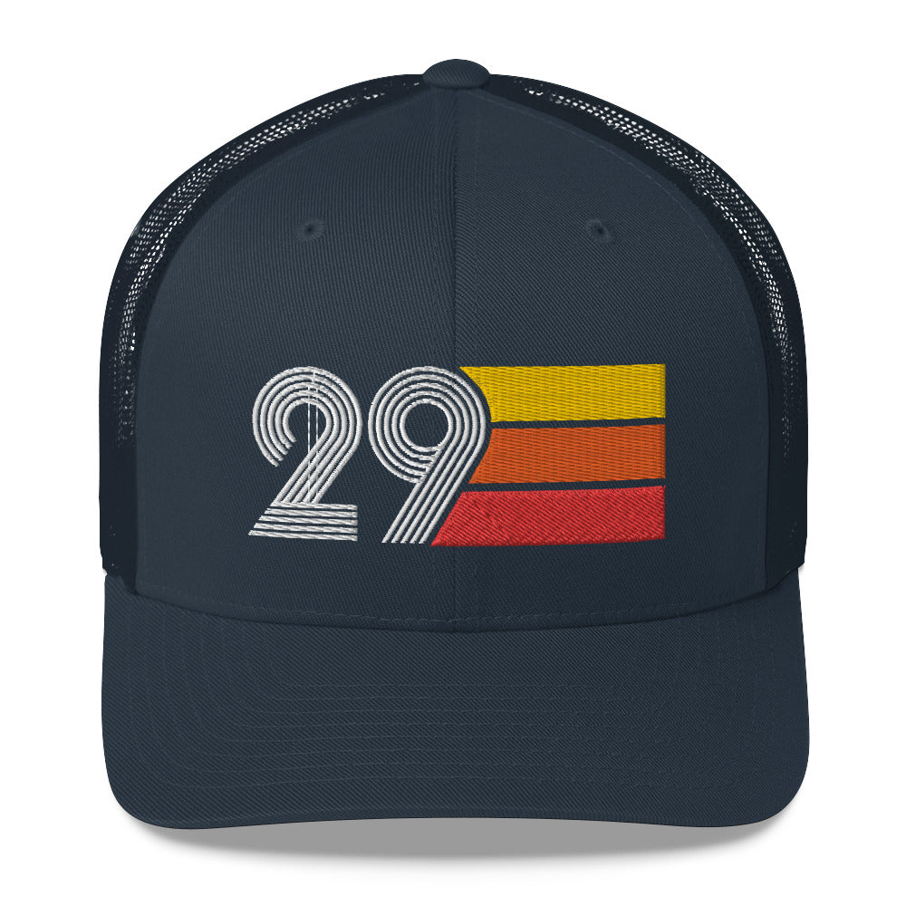 29 Number 29th Birthday Retro Men's Women's Trucker Hat