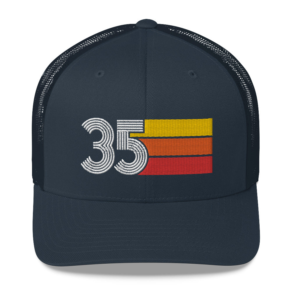 35 Number 35th Birthday Retro Men's Women's Trucker Hat