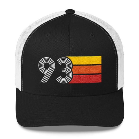 vintage 1993 number 93 retro trucker hat birthday cap decoration party gift black white